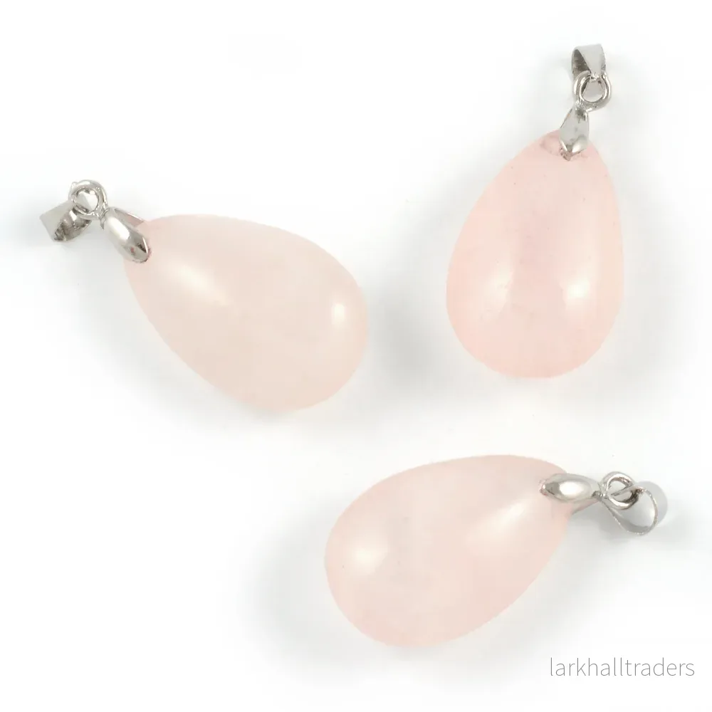 Hänge, droppe av rosenkvarts, 24mm, 1st Hänge, droppe av rosenkvarts, 24mm, 1st