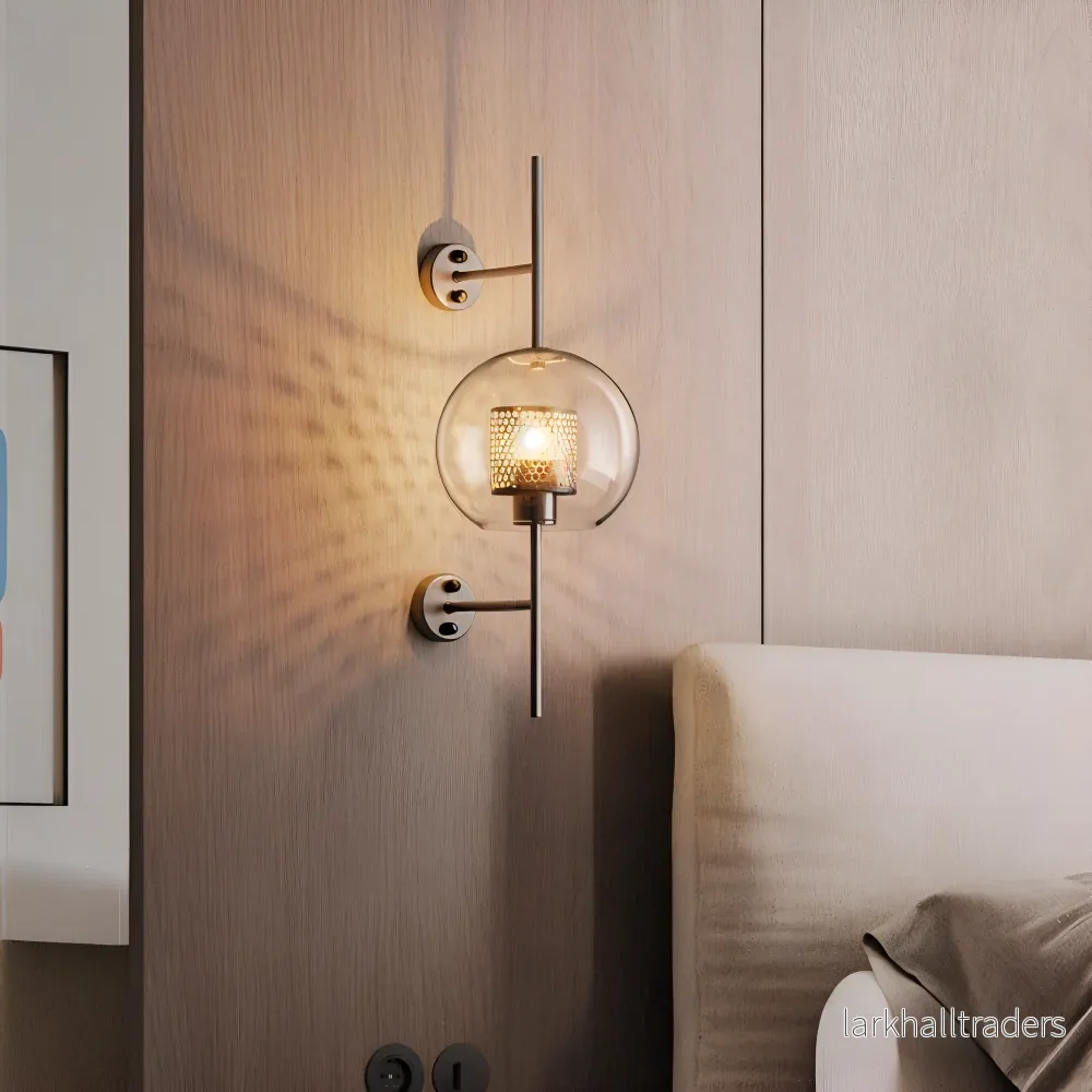 Orbee – Vägglampa i Glas med Honungskaka-design och Vintage LED-stil