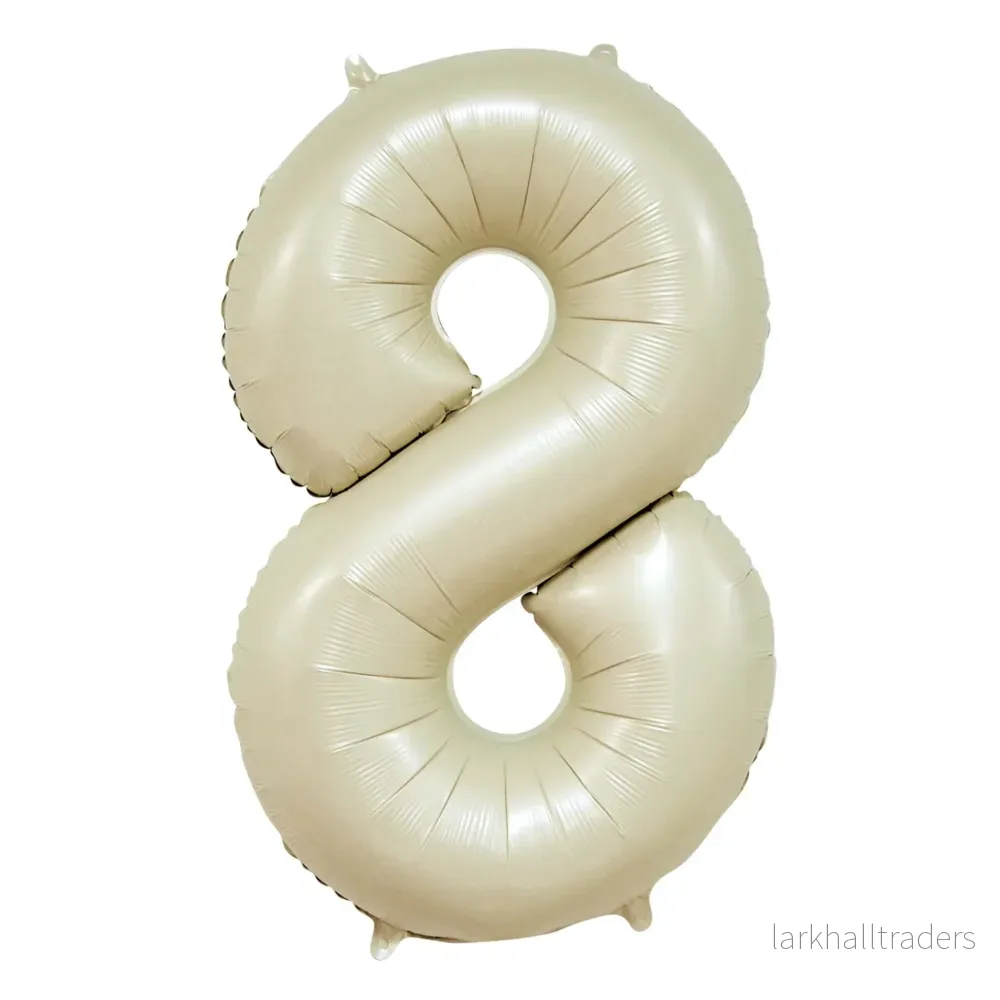 Folieballong, siffra 8 krämvit 86 cm