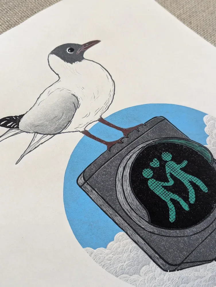 Googly-eyed Linocut Print - Bild 2