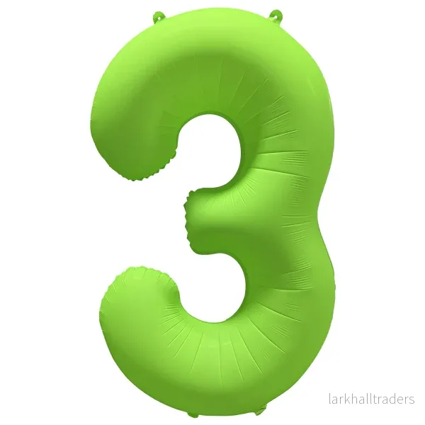 Folieballong siffra, 3 neon grön 86 cm Folieballong siffra, 3 neon grön 86 cm