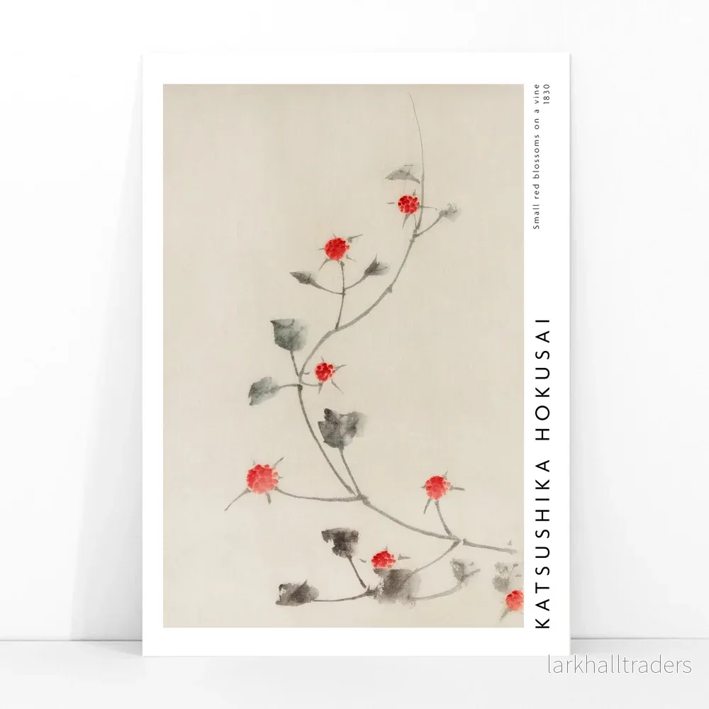 Små röda blommor på en ranka Poster - Bild 3