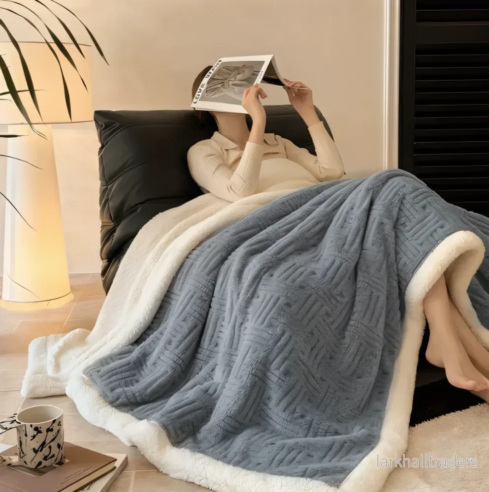 FrostMelt DuoBlanket – Dubbelsidig Fluffy Pläd med Geometriskt Mönster - Bild 3