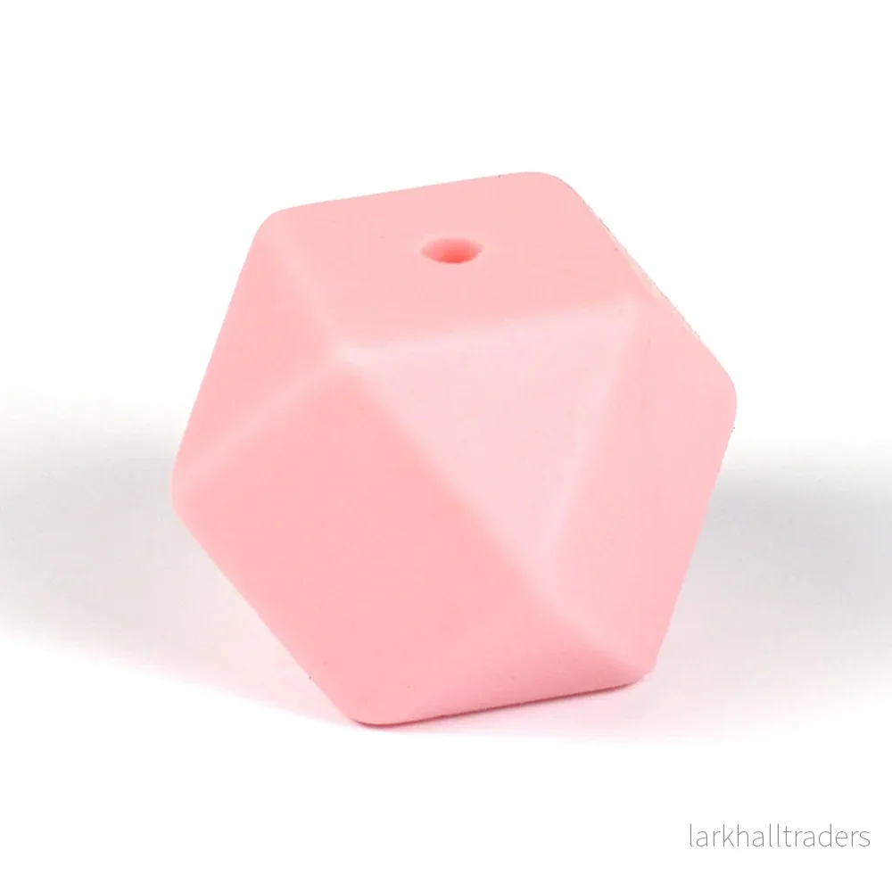 Kantig silikonpärla, ljusrosa, 18mm Kantig silikonpärla, ljusrosa, 18mm