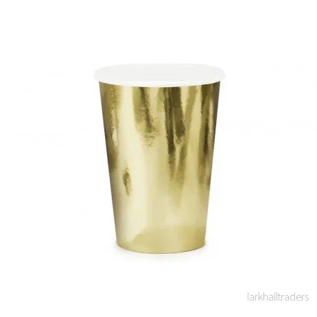 Pappersmuggar, guld 220 ml 6 st Pappersmuggar, guld 220 ml 6 st