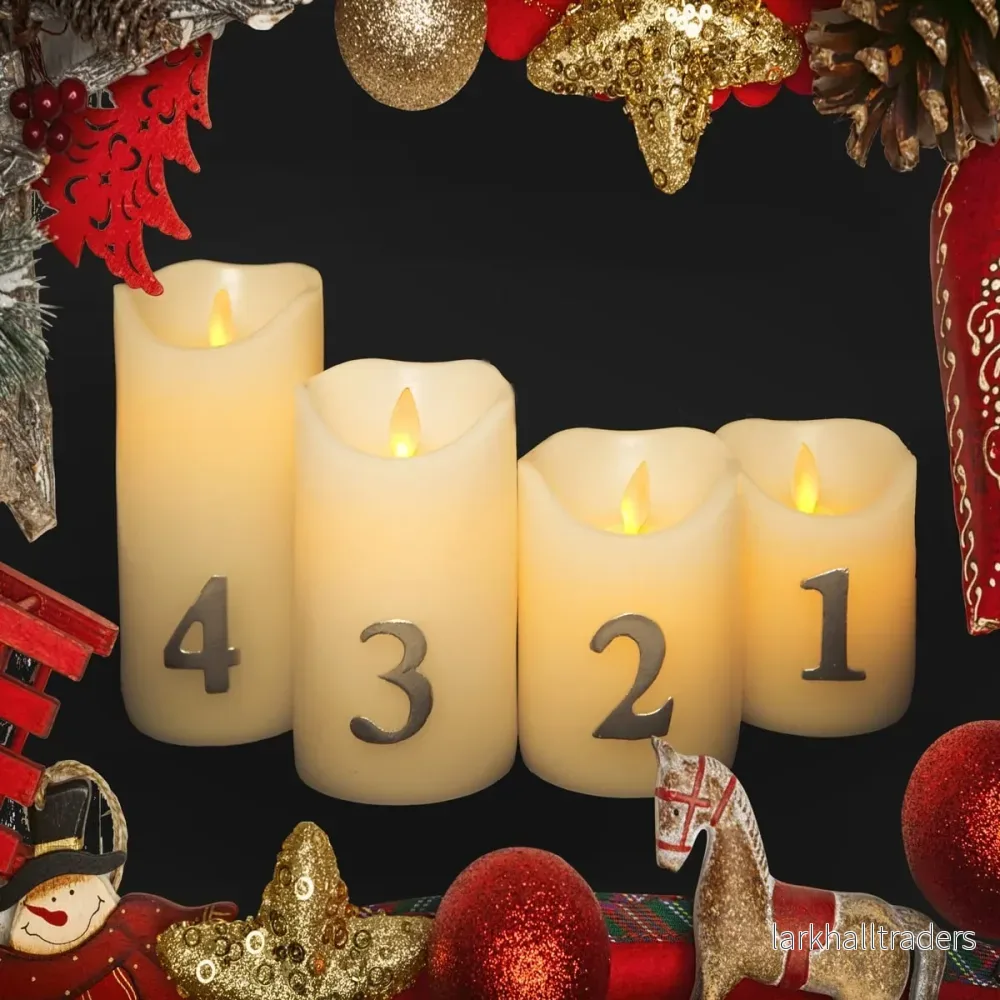 Adventsljus LED – 4 st. – 9/10/12,5/15 cm – m/3D låga Adventsljus LED – 4 st. – 9/10/12,5/15 cm – m/3D låga