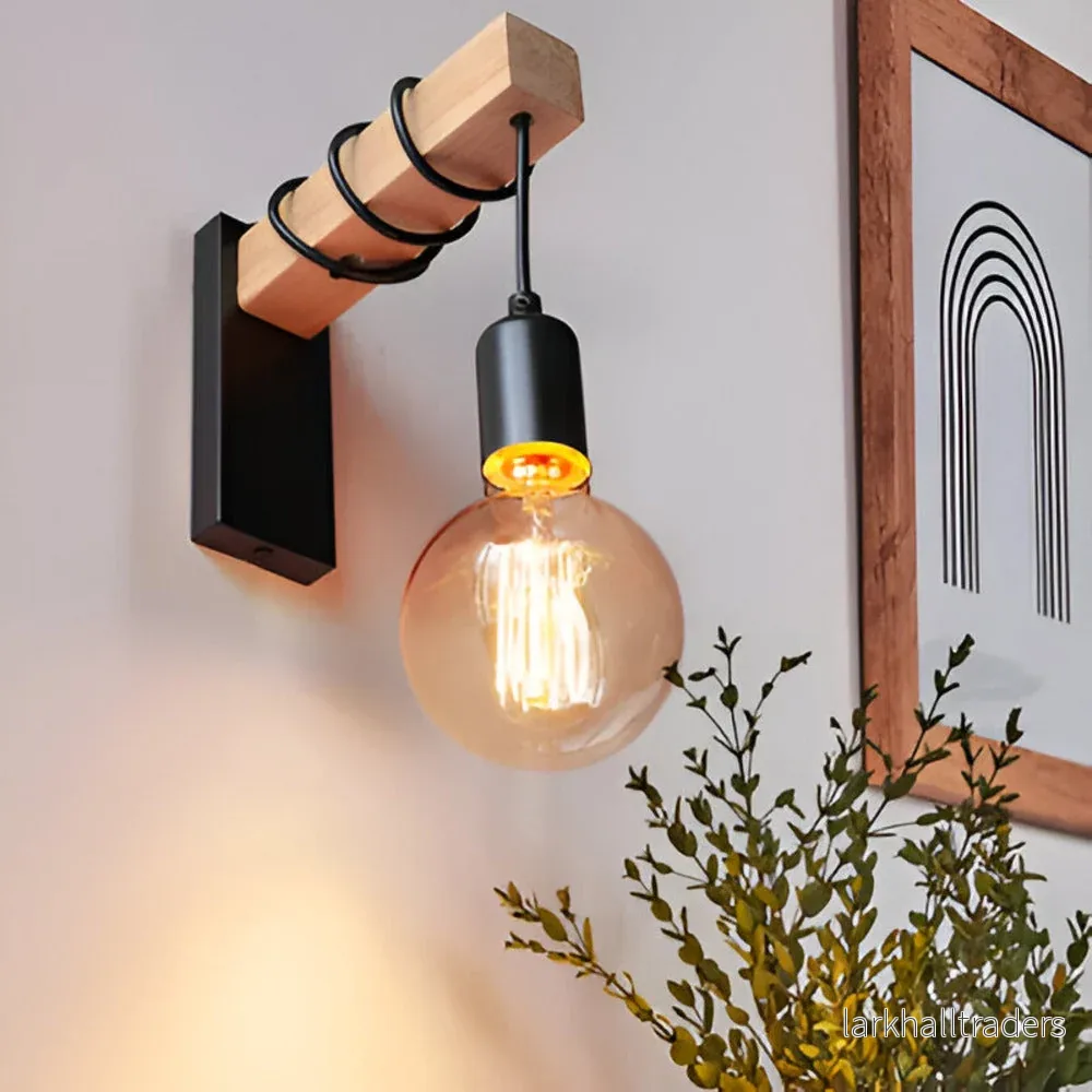 WoodLume – Naturlig Trä Vägglampa | Minimalistisk Rustik LED Väggbelysning i Ek & Metall