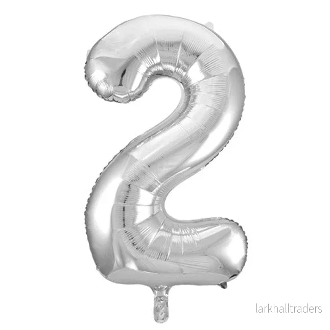 Folieballong, siffra 2 silver 86 cm Folieballong, siffra 2 silver 86 cm
