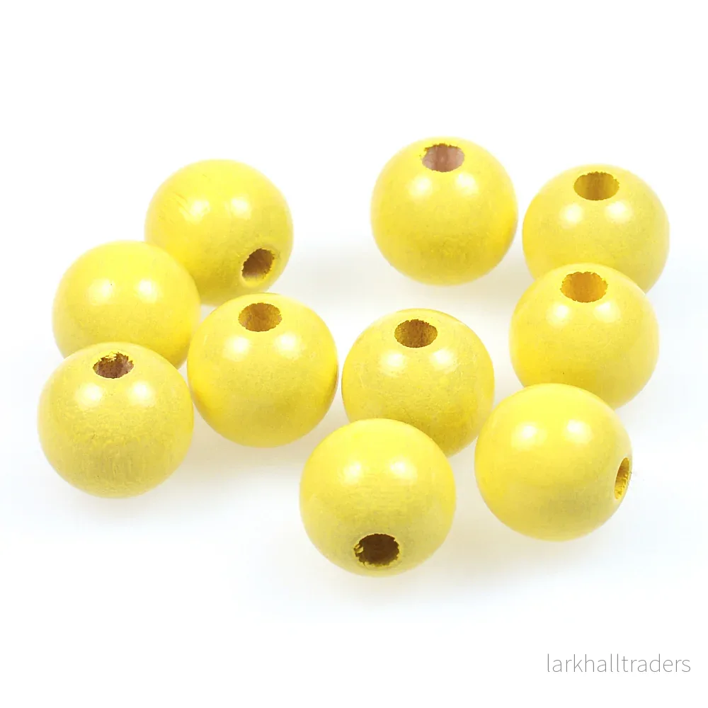 Träpärlor, 12mm, pastellgul, 35st Träpärlor, 12mm, pastellgul, 35st