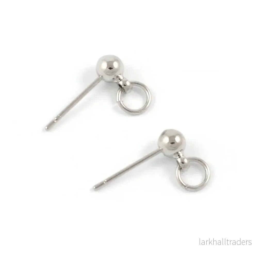 Öronstift med kula och ring, platina, 4st Öronstift med kula och ring, platina, 4st