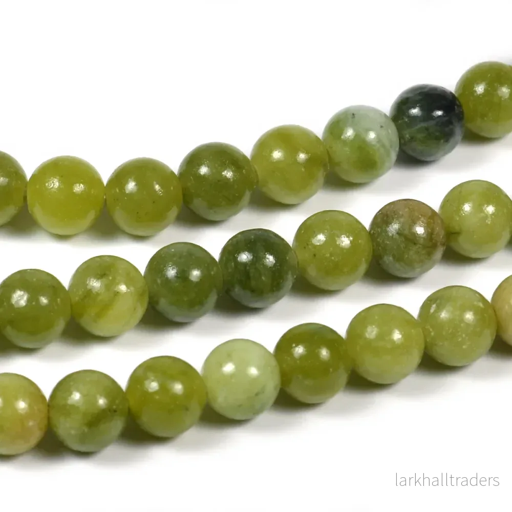 Jade pärlor, oliv, 6mm Jade pärlor, oliv, 6mm