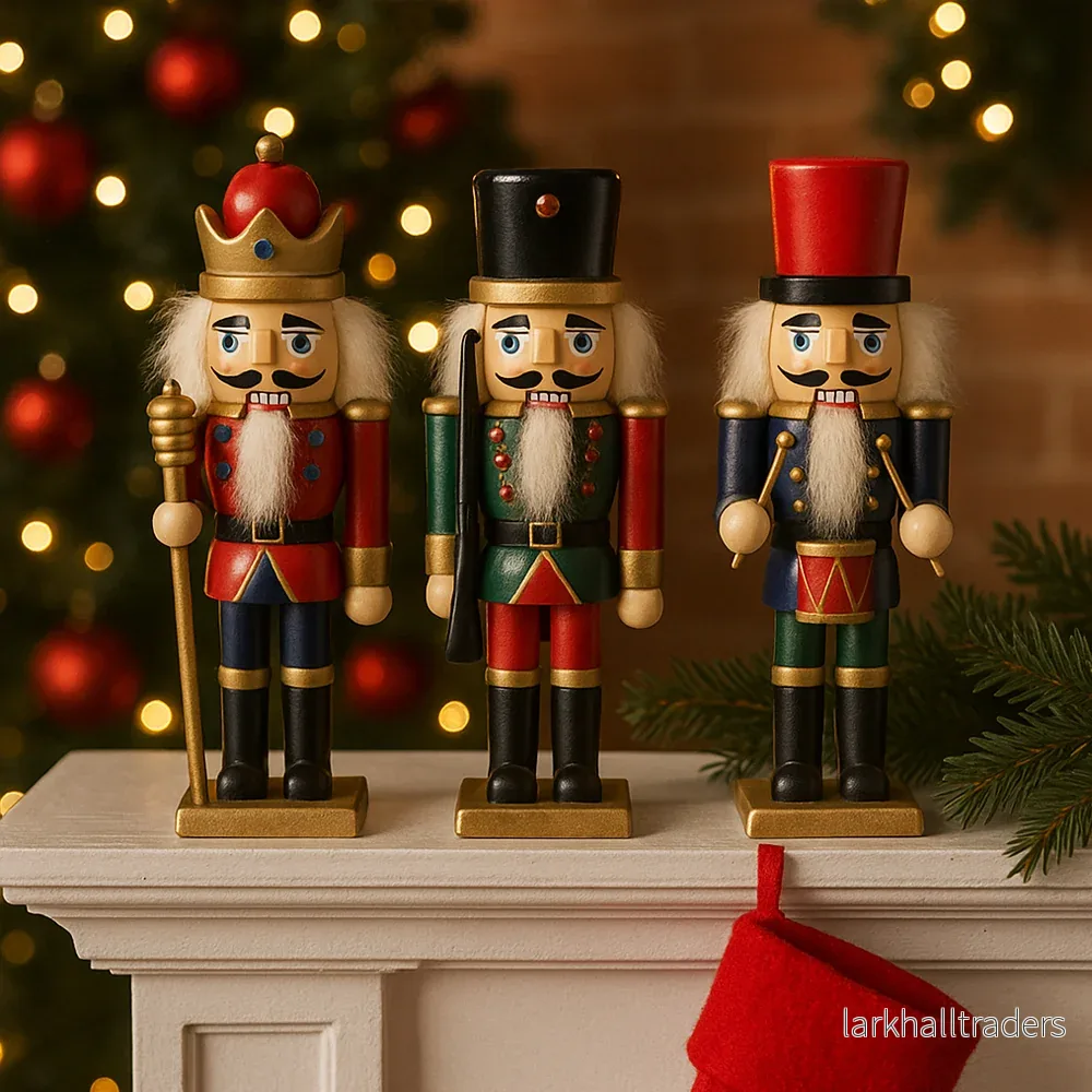 Nötknäpparfigurer i Trä – 15 cm, set med 3 figurer – Nötknäpparfigurer i Trä – 15 cm, set med 3 figurer –