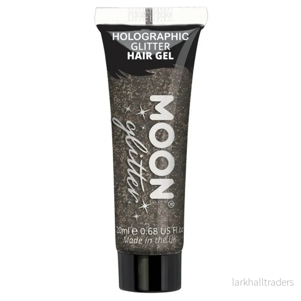 Moon Glitter Holographic Glitter Hair Gel, black 20 ml