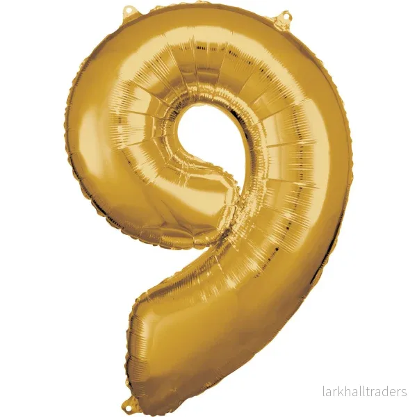 Folieballong, siffra 9 guld 86 cm Folieballong, siffra 9 guld 86 cm