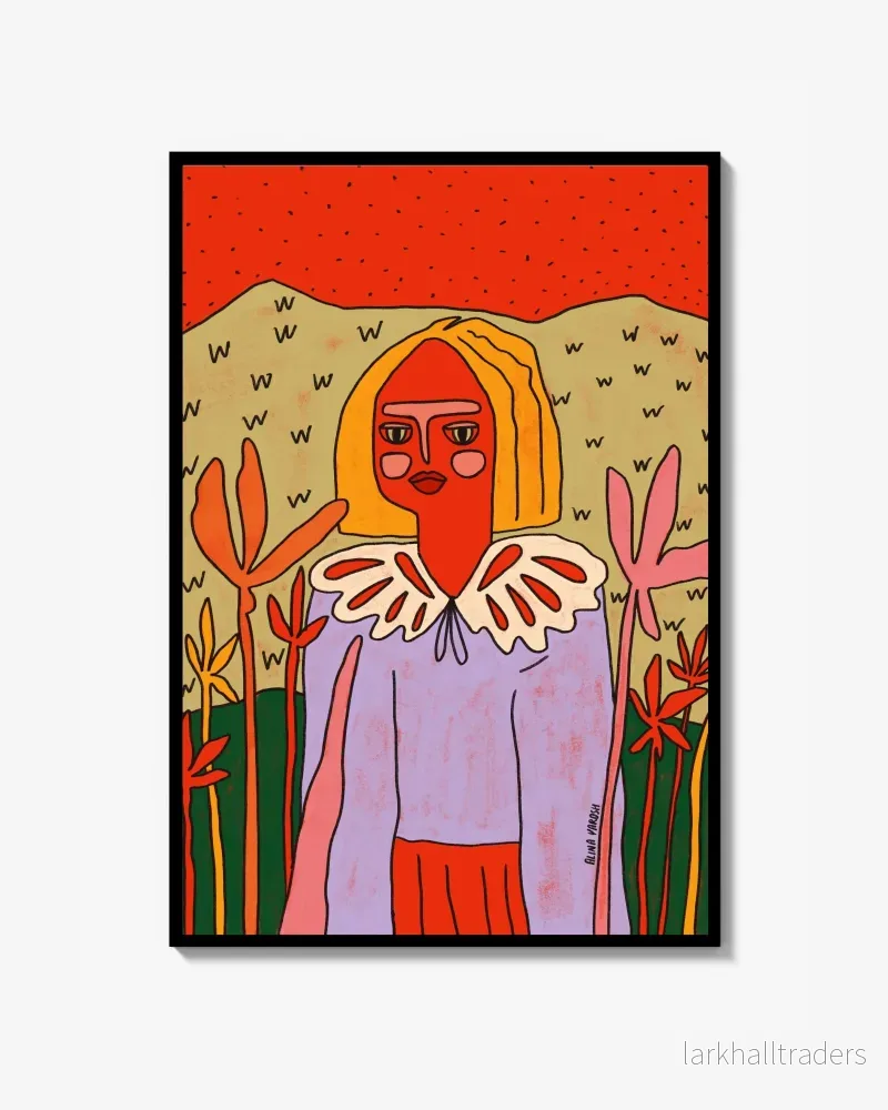 Girl in the Flower Field Konst Poster Girl in the Flower Field Konst Poster