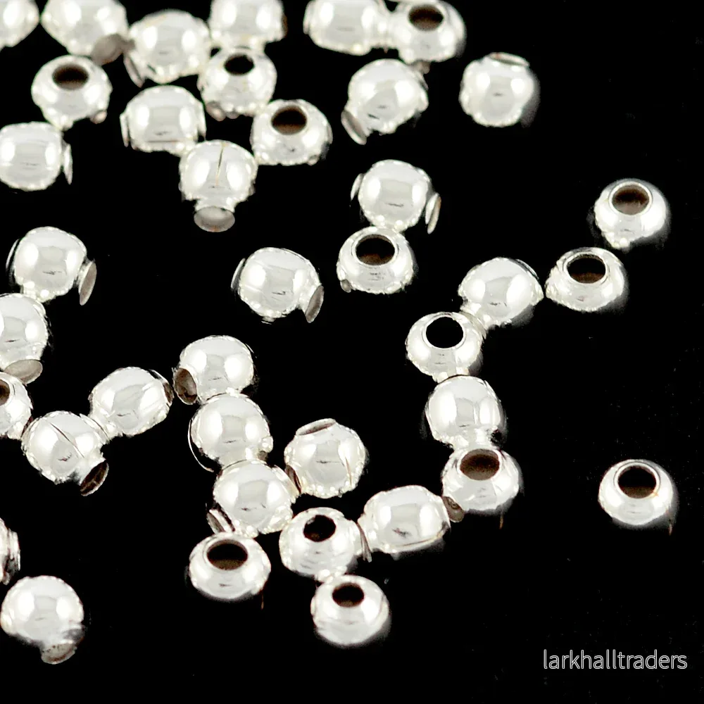 Runda metallpärlor, silver, 4mm, 100st Runda metallpärlor, silver, 4mm, 100st