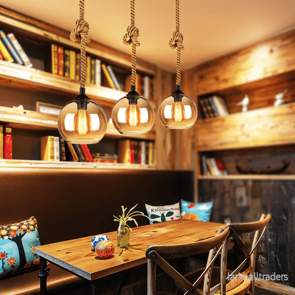 Rustic OrbLight – Pendellampa med Glasboll i Hamparep - Bild 3