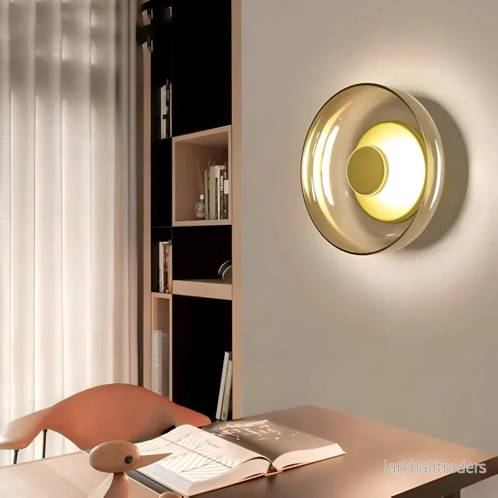 NordBowl – Rund Skandinavisk Vägglampa i Glas & Aluminium | Modern Nordic LED Väggbelysning - Bild 2