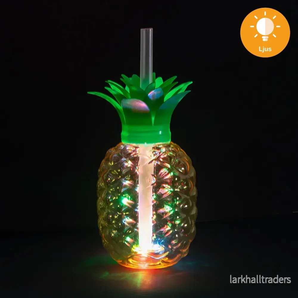 LED-drinkglas med sugrör, ananas 50 cl