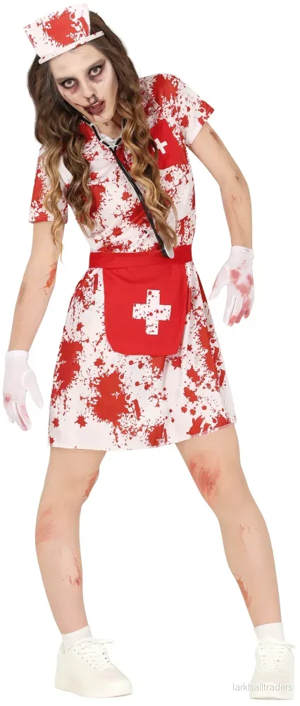 Tonårsdräkt, zombie sjuksköterska 14-16 år (168 cm) Tonårsdräkt, zombie sjuksköterska 14-16 år (168 cm)