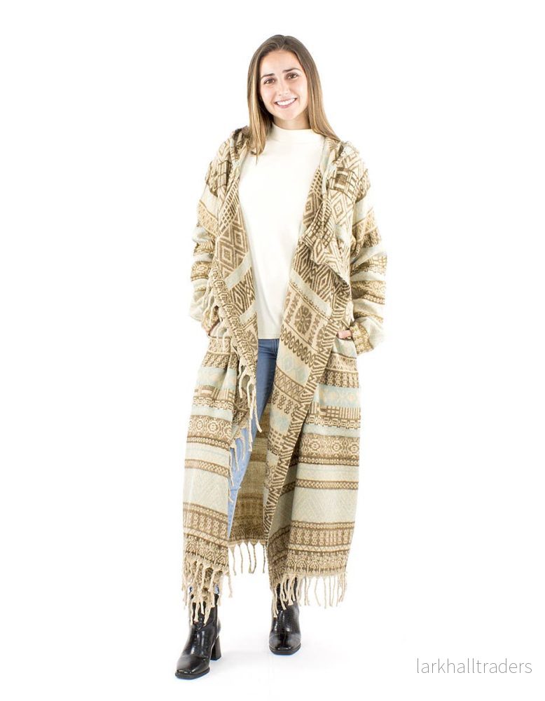 Ponchokappa med fransar Sand & Mocha Ponchokappa med fransar Sand & Mocha