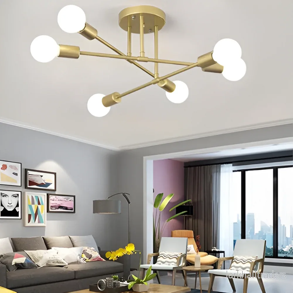 Aurevía – Modern Guld Taklampa med LED och Elegant Kronstruktur - Bild 3