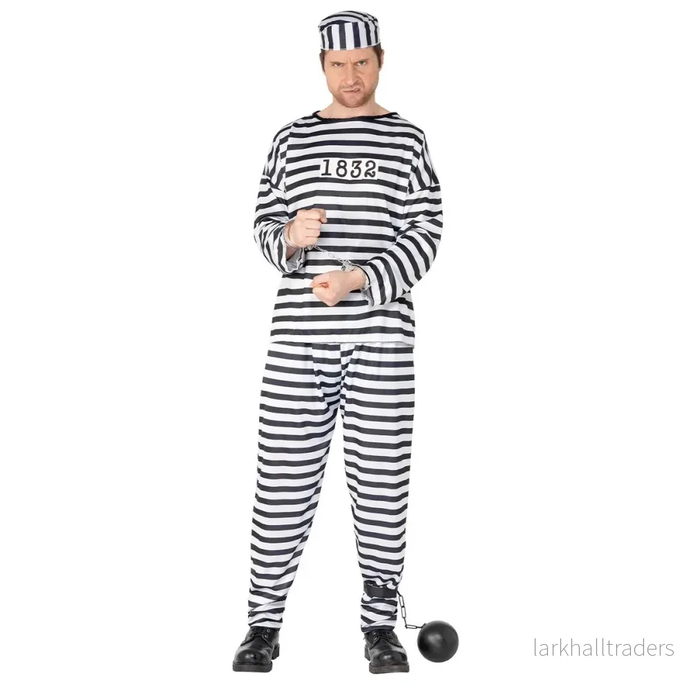 Dräkt, fånge svart/vit