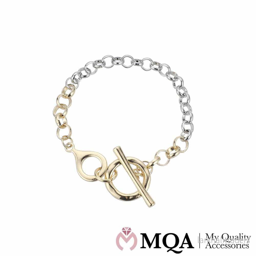 Armband, hälften guld – & hälften silver, växlingslås Armband, hälften guld – & hälften silver, växlingslås