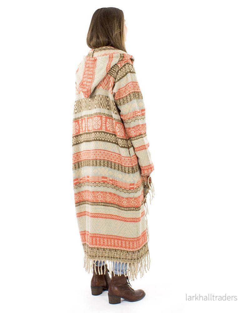 Ponchokappa med fransar Sand & Coral - Bild 2