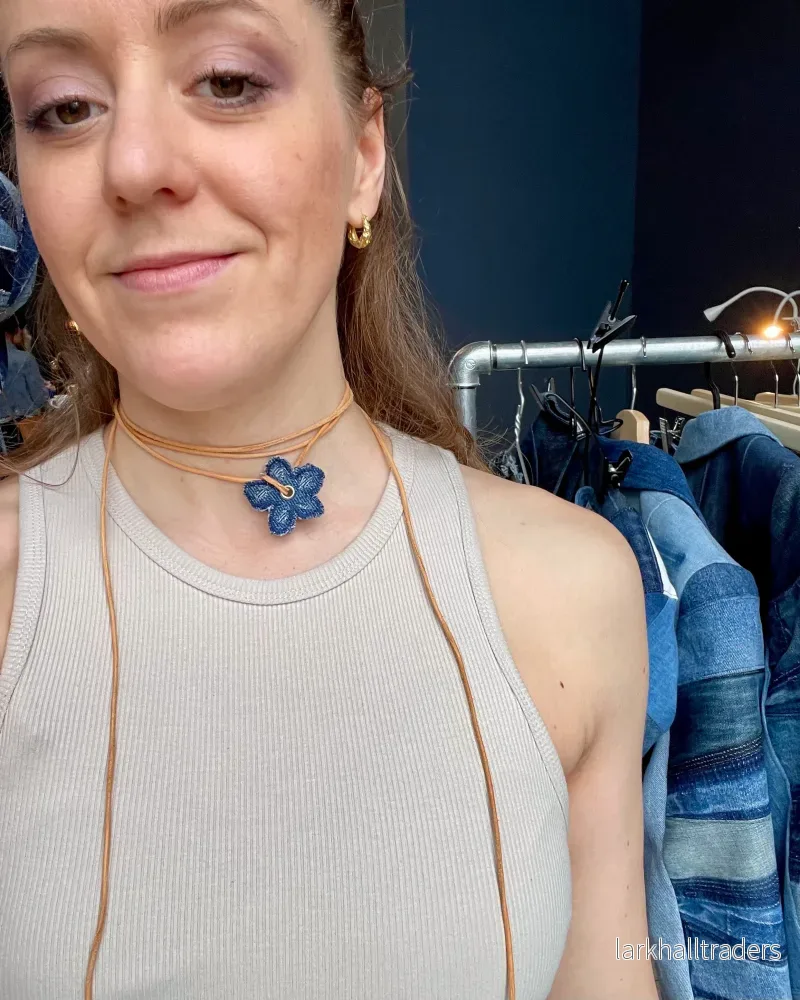 Choker Halsband Blå Denim - Bild 2