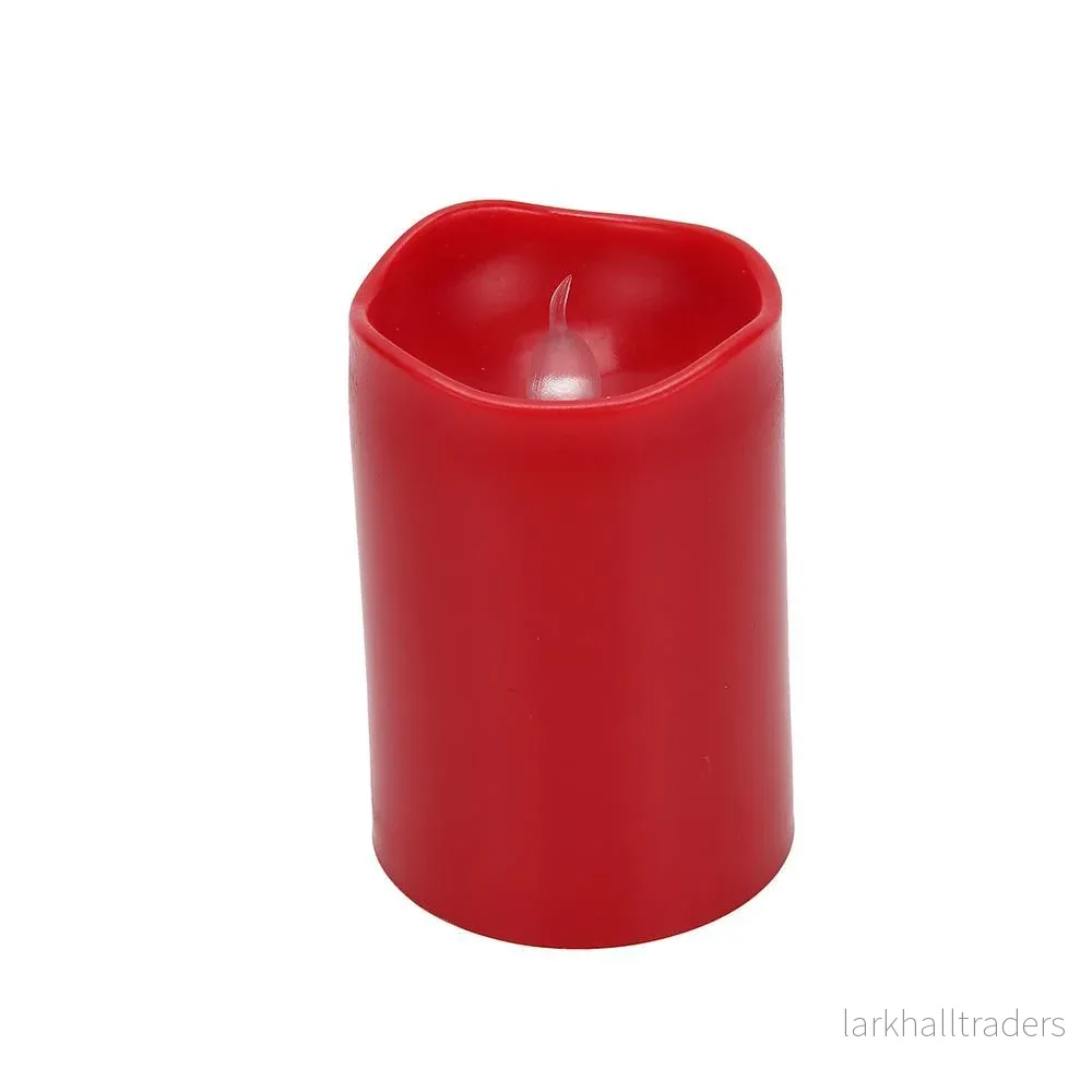 LED-blockljus i plast – 6 st. – 7,4 cm – m/ 3D-låga – röd LED-blockljus i plast – 6 st. – 7,4 cm – m/ 3D-låga – röd