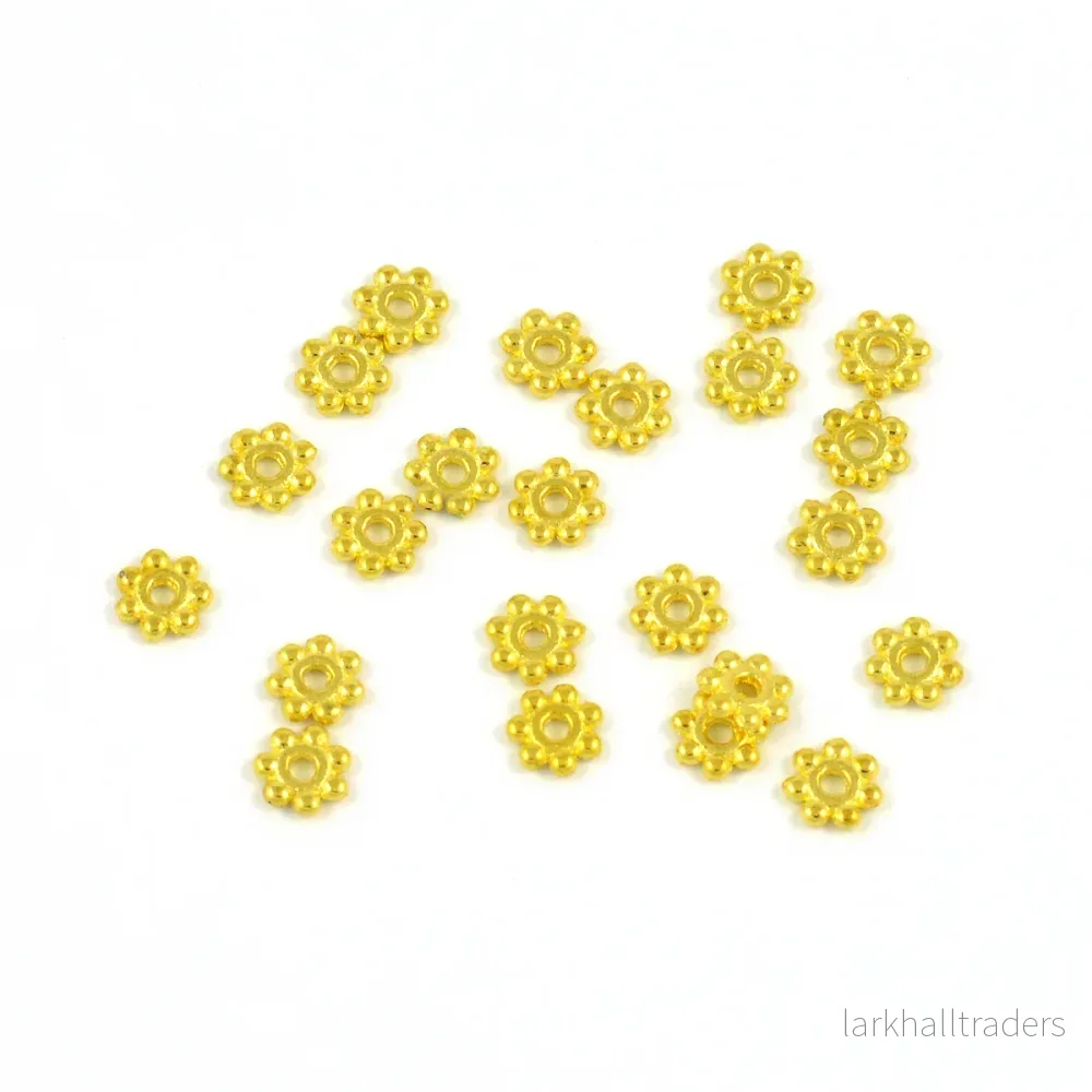 Mellandelar, daisy, guld, 4,5mm, 100st