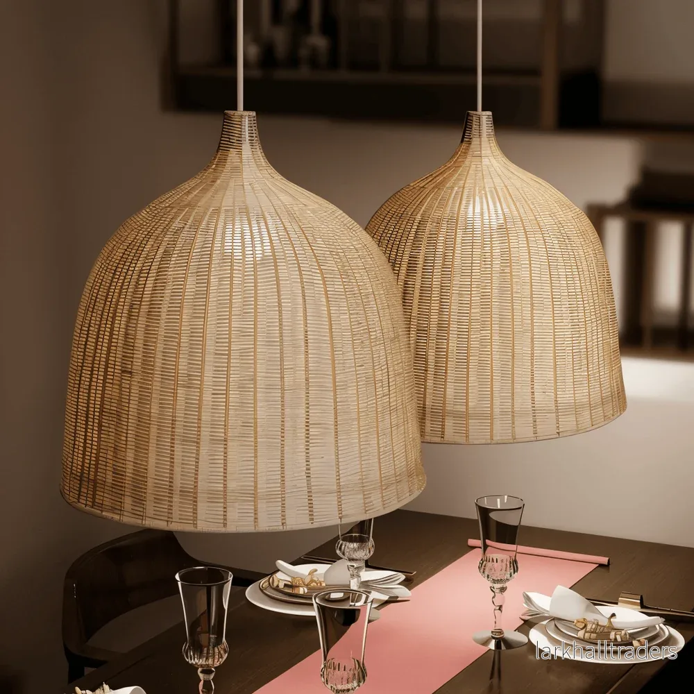 HatWicker – Elegant Kupollampa i Handflätad Rotting - Bild 3