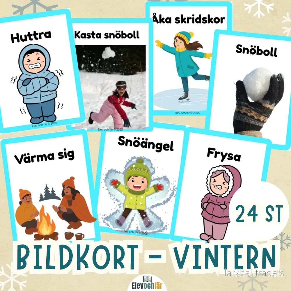 Bildkort Vinterord – 24 stycken bildstöd