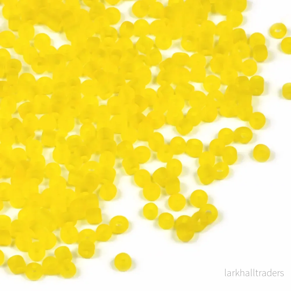 Seed Beads, 2mm, frostad-transparent gul, 30g Seed Beads, 2mm, frostad-transparent gul, 30g