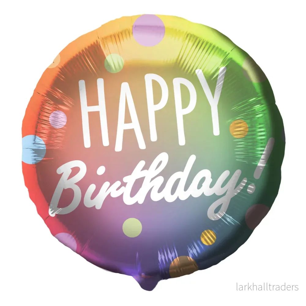 Folieballong, happy birthday dots multi colors 45 cm Folieballong, happy birthday dots multi colors 45 cm