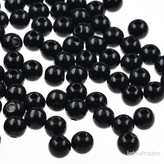 Runda akrylpärlor, svart, 6mm, 300st