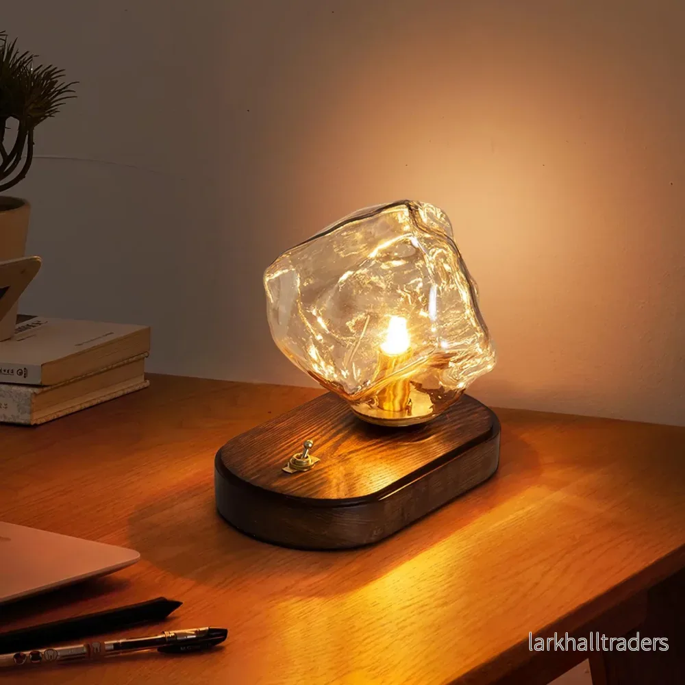 Isluna - Glasbordslampa med Isstensdesign – Elegant Belysning för Vardagsrum och Sovrum - Bild 3