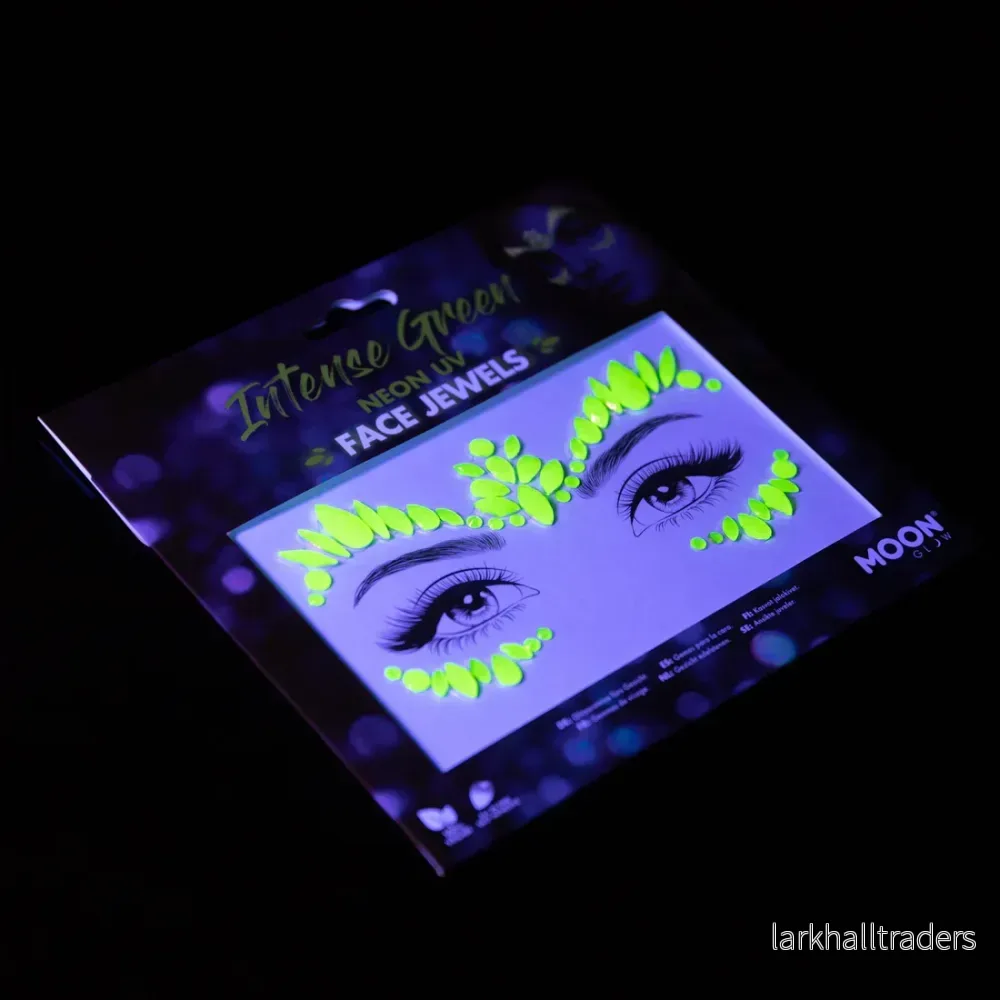 Moon Neon UV kroppsstenar, Intense Green Face Jewels - Bild 3