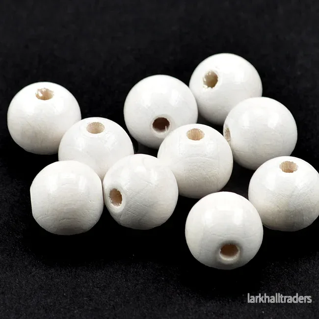 Träpärlor, 12mm, vit, 35st Träpärlor, 12mm, vit, 35st