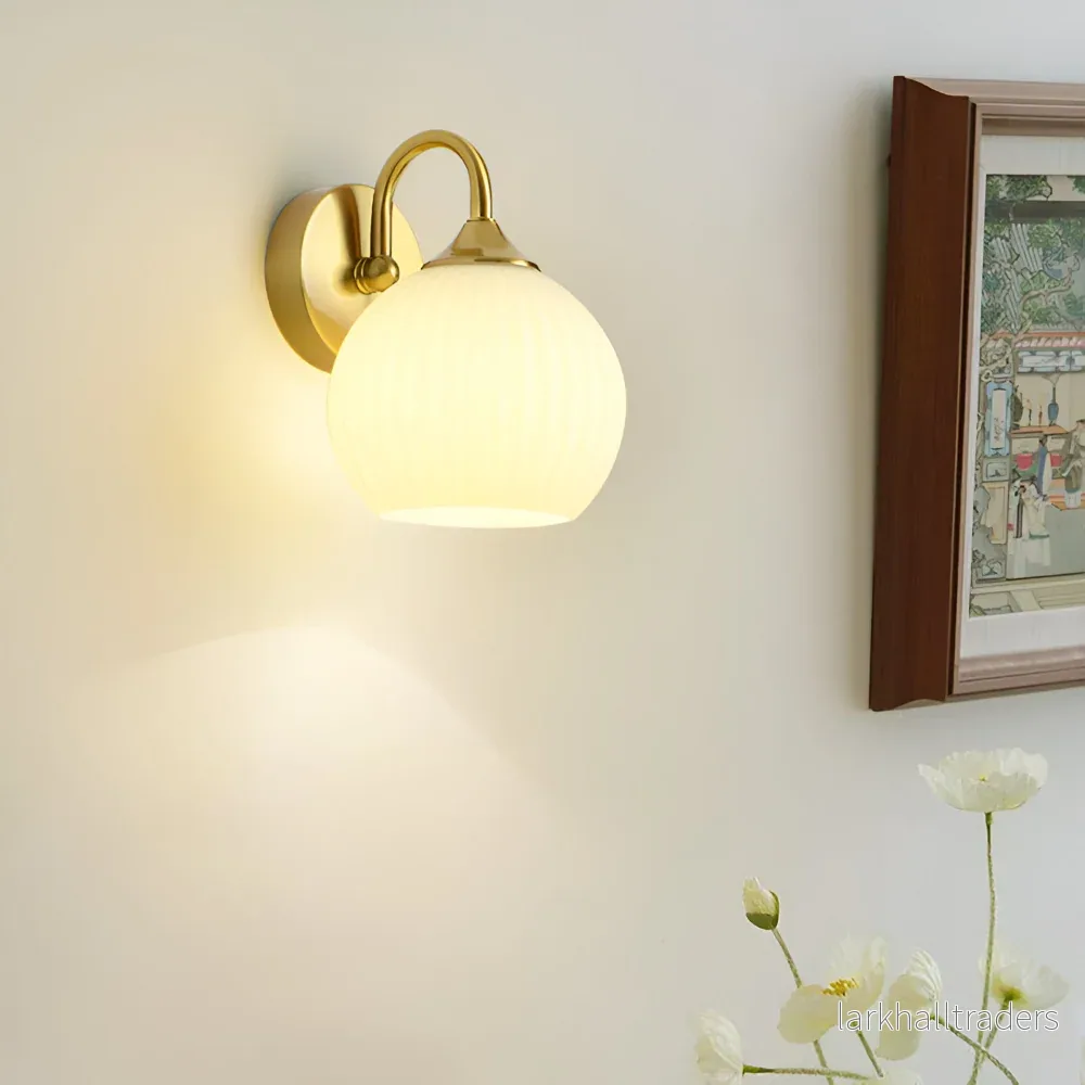GlowSphere – Randig Glasvägglampa i Modern Klotdesign GlowSphere – Randig Glasvägglampa i Modern Klotdesign