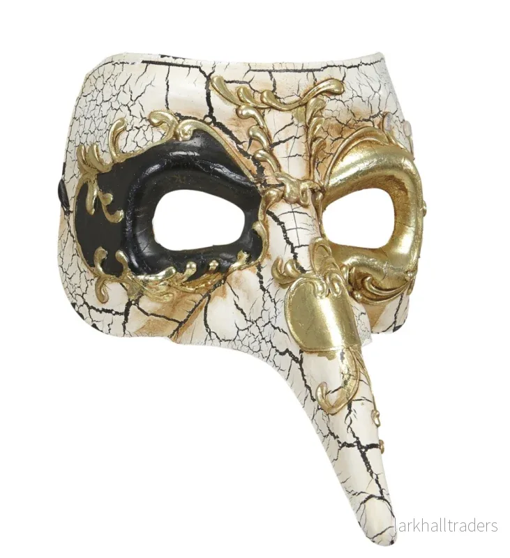 Venetiansk mask, vit/svart/guld - Bild 2