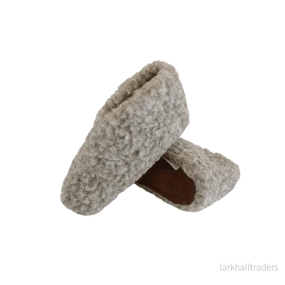 Fluffiga ulltofflor (100% ren ull) – Modell grå Fluffiga ulltofflor (100% ren ull) – Modell grå