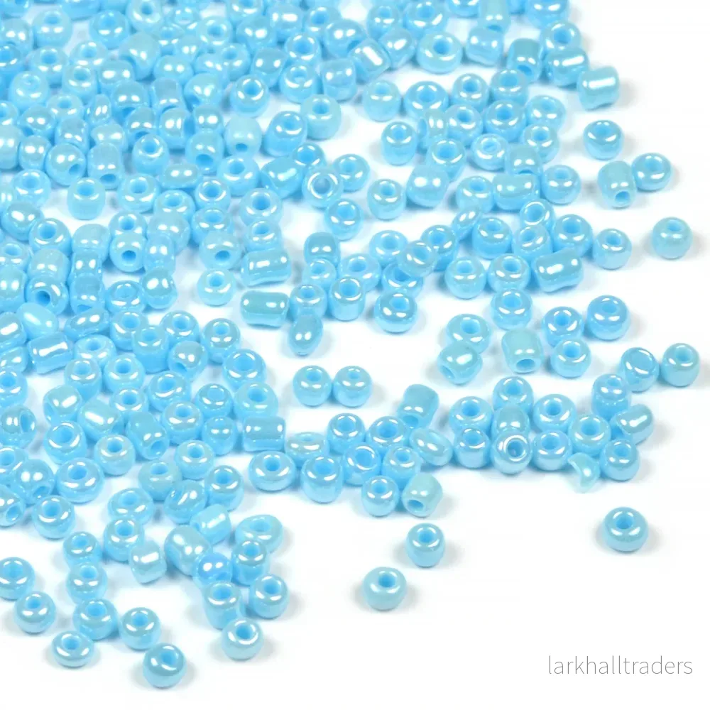 Seed Beads, 2mm, lustered ljusblå, 30g Seed Beads, 2mm, lustered ljusblå, 30g