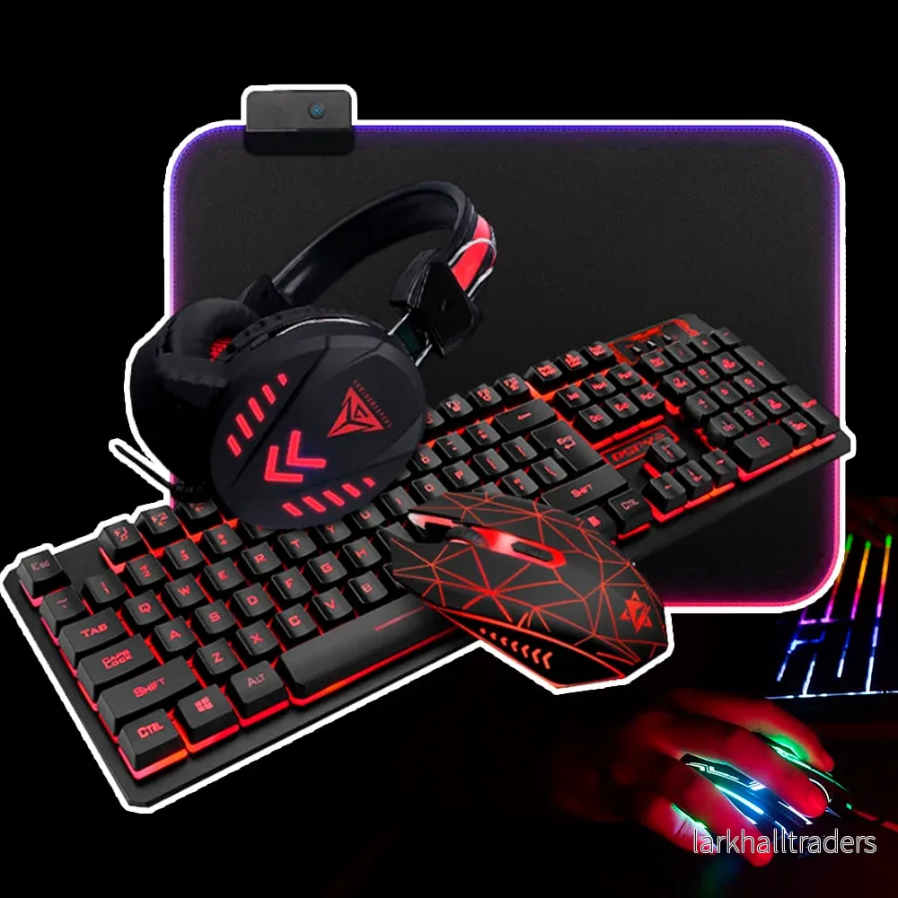 4-i-1 kvalitets gaming-set med tangentbord/mus/headset/musmatta 4-i-1 kvalitets gaming-set med tangentbord/mus/headset/musmatta