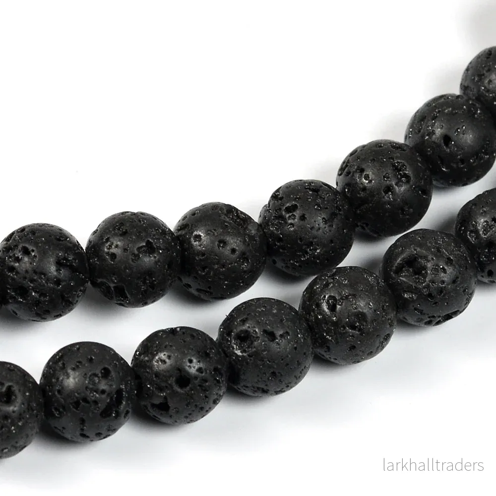 Lava pärlor, svart, 8mm Lava pärlor, svart, 8mm
