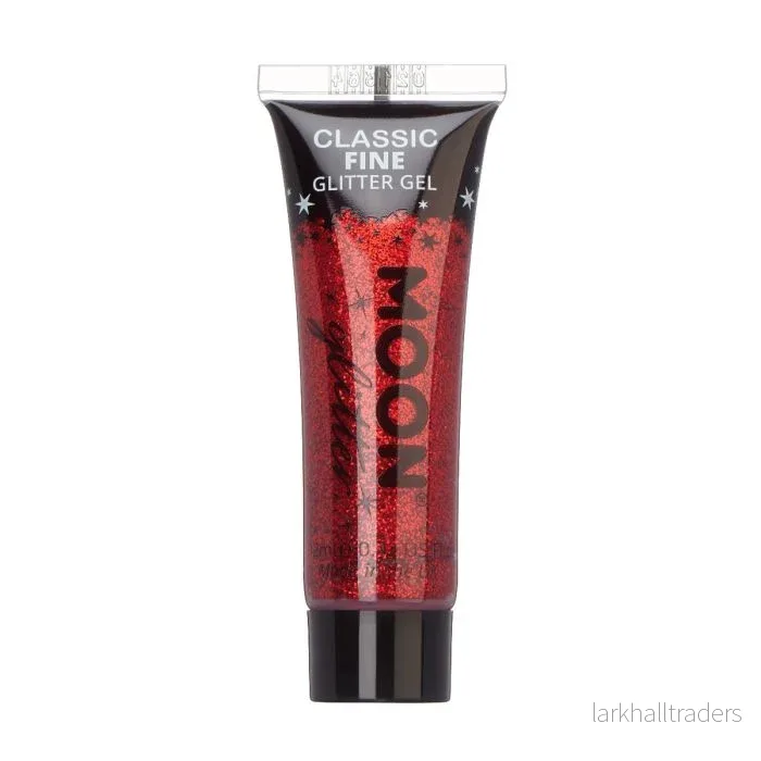 Moon Ansikts- & kroppsglitter i tub, röd 12 ml