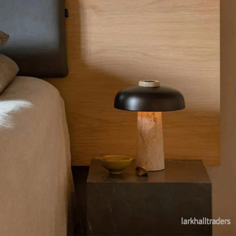 LjusHarmoni – Naturlig bordslampa i travertin med skandinaviskt Wabi-Sabi-design - Bild 3