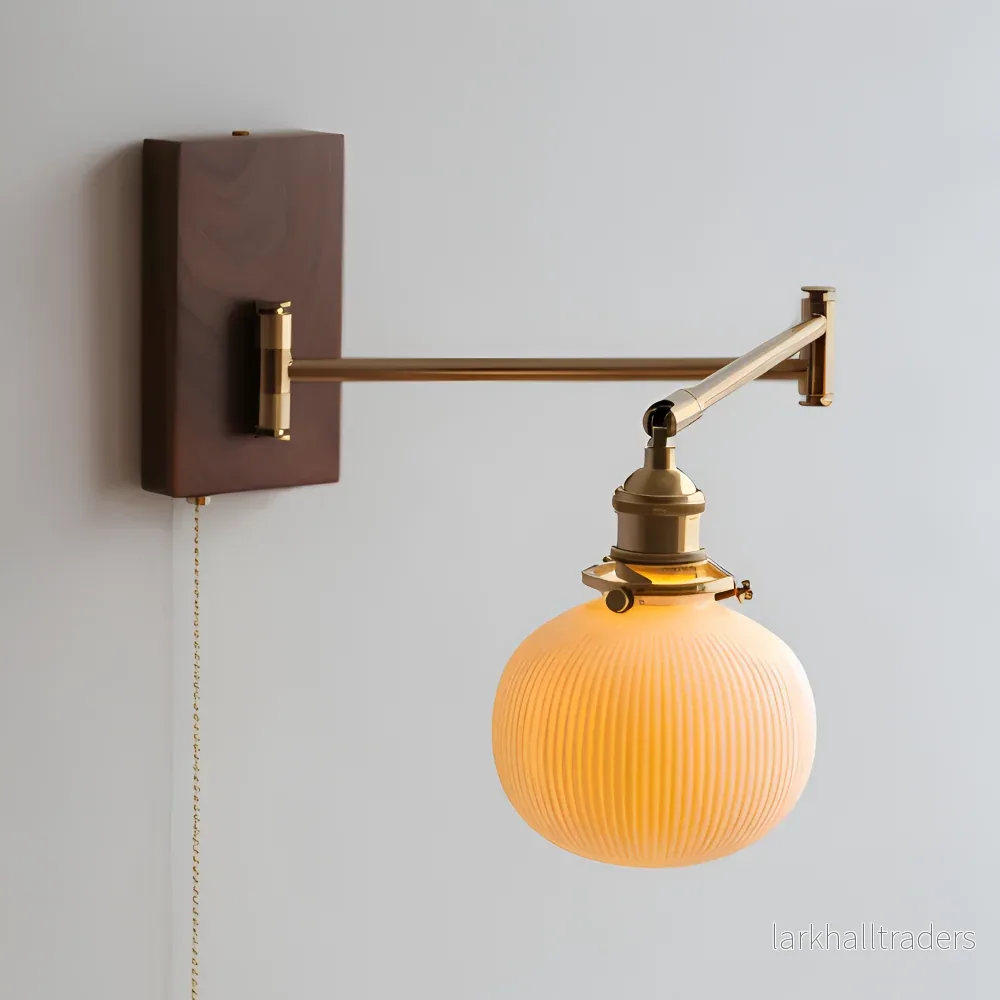 GlowLinn – Justerbar Keramisk Vägglampa med Dragkedja och Trädetaljer - Bild 3