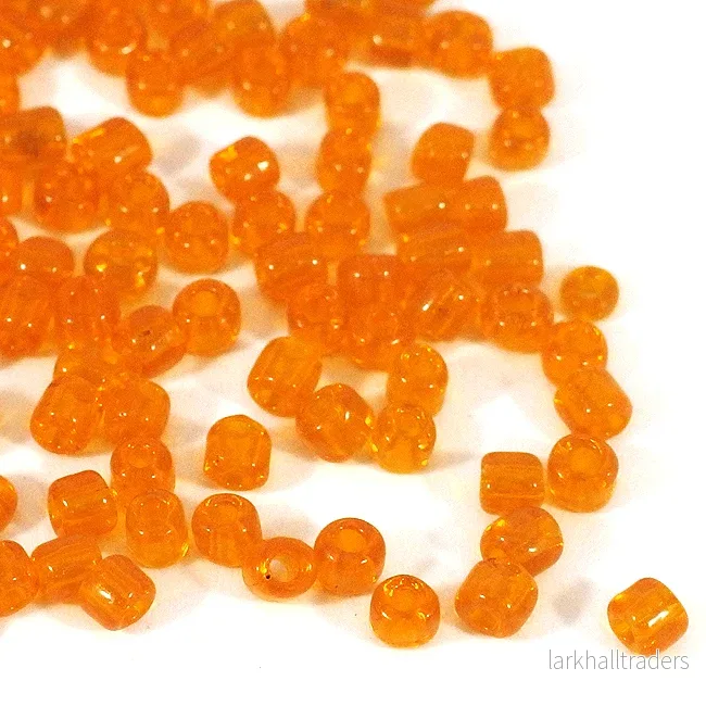 Seed Beads, 4mm, transparent orange, 30g